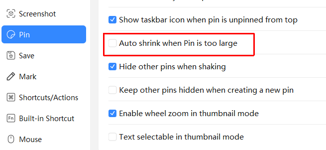 Auto shrink when Pin is too large in PixPin settings
