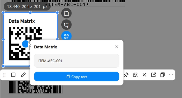 Recognizing industrial barcodes on a computer with PixPin