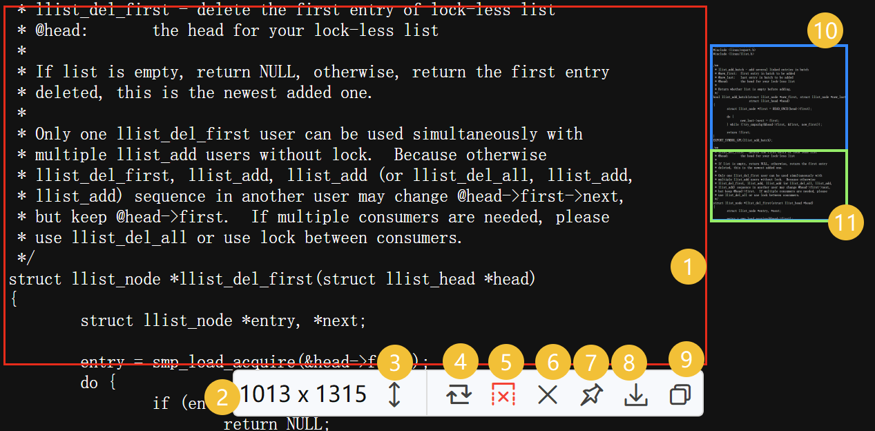 Scrolling Screenshot Interface